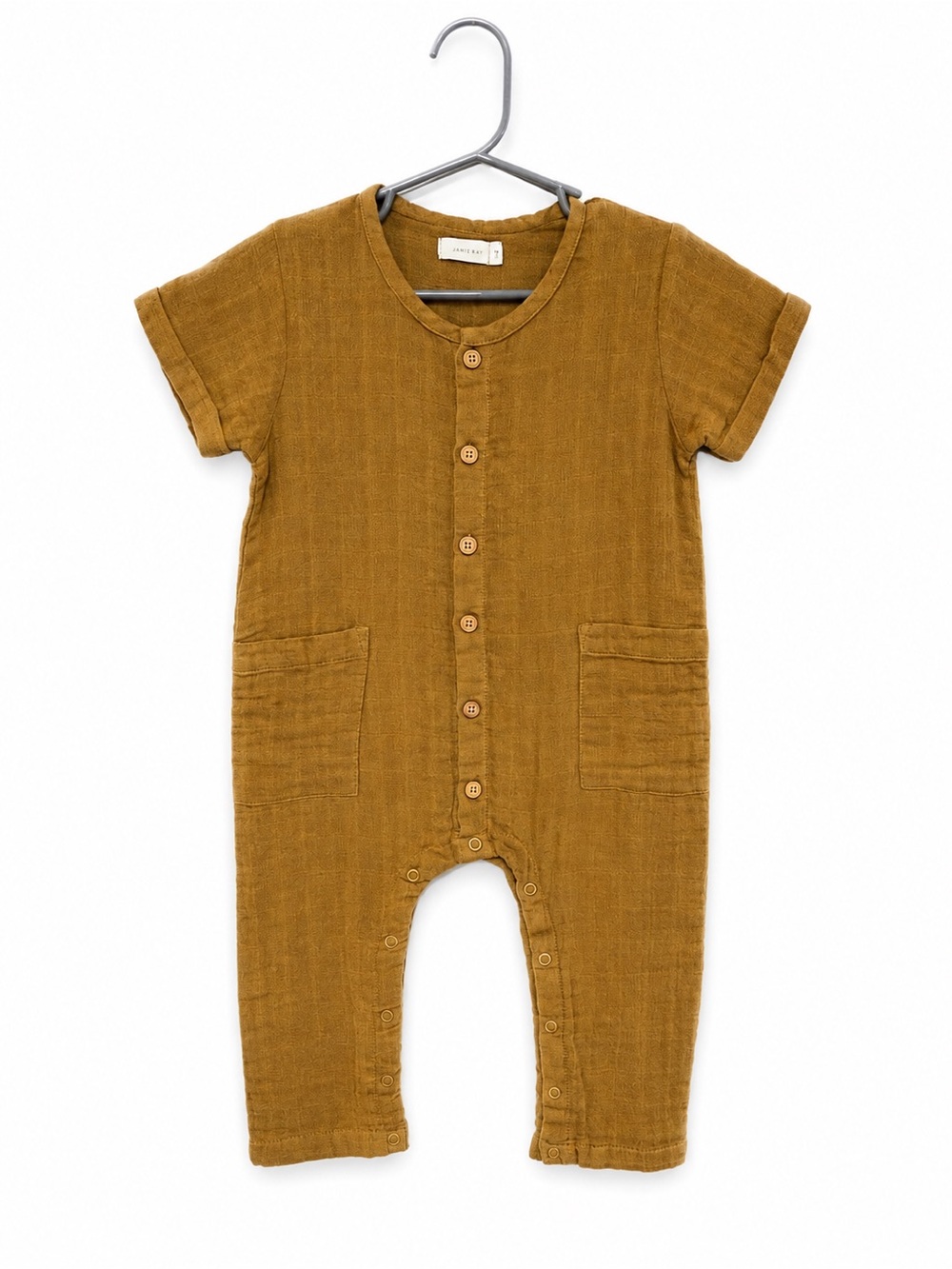 Jamie Kay Muslin Romper 18-24M EUC Organic Cotton Caramel Brown
